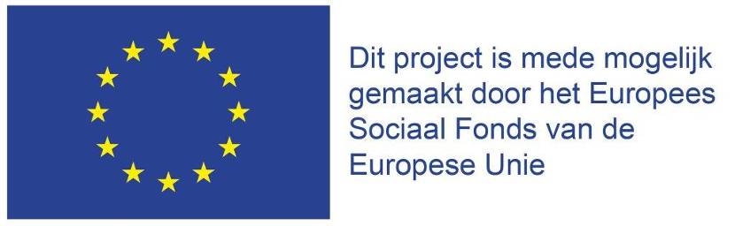 Embleem van de Europese vlag met de tekst Europees Sociaal Fonds, aangvuld met de tekst: dit project is mede mogelijk gemaakt door het Europees Sociaal Fonds
