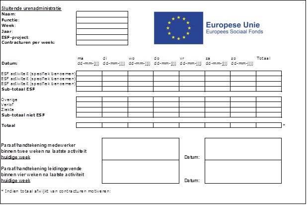 Formulier urenregistratie